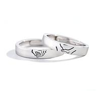 Chereda Holding Hands Couple Rings Creative Design 925 Silver Adjustable Rings For Men Women Matching Rings For Girlfriend Valentine's Day Gift Wedding Jewelry