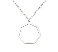Chereda Minimalist Line Geometric Necklace, Gold Silver Polished Hollow Crown Square Triangle Octagon Spiral Charm Daily Wear Jewelry for Women, One Size, Stainless Steel, No Gemstone