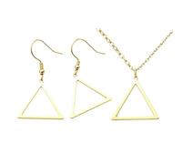 Chereda Minimalist Line Geometric Necklace, Gold Silver Polished Hollow Crown Square Triangle Octagon Spiral Charm Daily Wear Jewelry for Women, One Size, Stainless Steel, No Gemstone