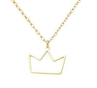 Chereda Minimalist Line Geometric Necklace, Gold Silver Polished Hollow Crown Square Triangle Octagon Spiral Charm Daily Wear Jewelry for Women, One Size, Stainless Steel, No Gemstone