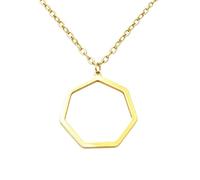 Chereda Minimalist Line Geometric Necklace, Gold Silver Polished Hollow Crown Square Triangle Octagon Spiral Charm Daily Wear Jewelry for Women, One Size, Stainless Steel, No Gemstone