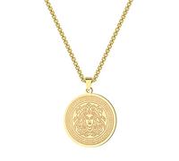 Chereda Mythology Medusa Gorgon Necklace For Women Men Ancient Greek Symbol Jewelry Stainless Steel Pagan Necklace Gift (Gold)