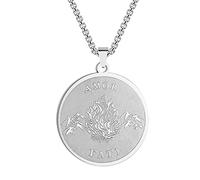 Chereda Stainless Steel Amor Fati Pendant Necklace For Women Men Medallion Philosophy Memento Mori Stoic Necklace