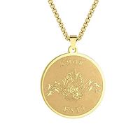 Chereda Stainless Steel Amor Fati Pendant Necklace For Women Men Medallion Philosophy Memento Mori Stoic Necklace