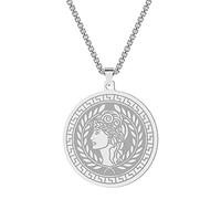 Chereda Stainless Steel Athena The Goddess Of Wisdom Pendant Necklace For Women Mythology Greek Jewelry Wedding Gift, Silver