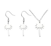 Chereda Stainless Steel Plant Pendant Necklace, Gold Silver Palm Tree Flower Olive Branch Leaf Charm, Adult Nature Inspired Neck Jewelry for Women, One Size, Stainless Steel, No Gemstone
