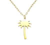 Chereda Stainless Steel Plant Pendant Necklace, Gold Silver Palm Tree Flower Olive Branch Leaf Charm, Adult Nature Inspired Neck Jewelry for Women, One Size, Stainless Steel, No Gemstone