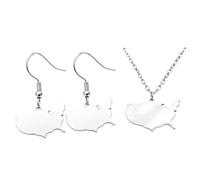 Chereda Stainless Steel US Map Outline Pendant Necklace, Gold Silver Two Tone Solid Surface USA Continent Necklace for Women Adult Everyday Wear Jewelry, One Size, Stainless Steel, No Gemstone