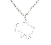 Chereda Stainless Steel US Map Outline Pendant Necklace, Gold Silver Two Tone Solid Surface USA Continent Necklace for Women Adult Everyday Wear Jewelry, One Size, Stainless Steel, No Gemstone