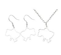 Chereda Stainless Steel US Map Outline Pendant Necklace, Gold Silver Two Tone Solid Surface USA Continent Necklace for Women Adult Everyday Wear Jewelry, One Size, Stainless Steel, No Gemstone