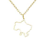 Chereda Stainless Steel US Map Outline Pendant Necklace, Gold Silver Two Tone Solid Surface USA Continent Necklace for Women Adult Everyday Wear Jewelry, One Size, Stainless Steel, No Gemstone