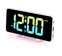 CHEREEKI Alarm Clock, Alarm Clocks Bedside Mains Powered with Night Light RGB, USB C Charging Port, Dual Alarms and 3 Alarm Modes for Heavy Sleepers, Kids, Teens, Elder(Adapter Included)