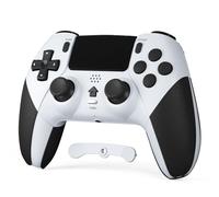 CHEREEKI Compatible with PS4 Controller Wireless Controller for P-4/Pro/Slim Bluetooth Remote Gamepad Joystick Vibration Turbo Six-Axis Sensor Audio Jack Touch Panel Wake UP Game Controller White