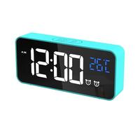 CHEREEKI Digital Alarm Clock, LED Morning Alarm Clock with Temperature, 10 Music, Snooze, 2 Alarms, Digital Clock for Bedside, Bedroom, Office