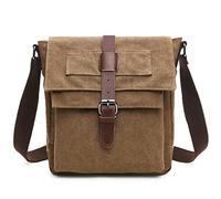 CHEREEKI Shoulder Bag Mens Canvas Messenger Bags for Men Everyday Multiple Pockets Satchel Vintage Bag with Adjustable Strap for Camera Tablet Phone Passport