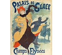Cheret Ice Skating Palais Glace Paris Advert Art Print Canvas Premium Wall Decor Poster Mural