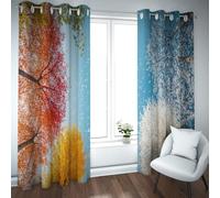 CHERHERART 4 Seasons Tree Blackout Curtains Colorful Dreamy Botanical Leaf Print Grommet Drapes Window for Living Room Home Dining Room Office 2xW42xL72