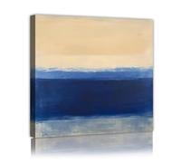 CHERHERART Abstract Blue Ocean Canvas Wall Art Serenity Landscape Poster Painting Prints for Living Room Bedroom Mural Artwork Decor 70x70cm Innerframe