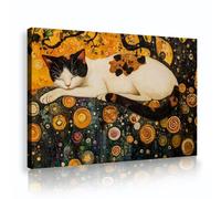CHERHERART Abstract Cat Dream Canvas Wall Art Animal Sleepy Fantasy Pictures Artwork Prints for Living Room Bedroom Dining Coffee Home Decor 60x90cm Innerframe