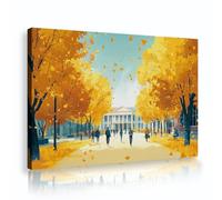CHERHERART Autumn Campus Scenery Canvas Picture Prints Artwork Beautiful and Romantic Maple Forest Canvas Wall Art Painting for Home Living Room 25x40cm Innerframe