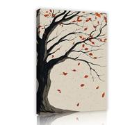 CHERHERART Autumn Tree Canvas Wall Art Picture Fall Red Leaves Canvas Pictures Prints for Living Room Bedroom Office Study Bathroom Decor 80x120cm Innerframe