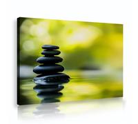 CHERHERART Beautiful Natural Still Life Canvas Wall Art Dark Stones Calm Water Canvas Picture Prints for Living Home Bathroom Dining Decor 70x110cm Innerframe