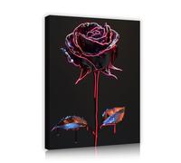 CHERHERART Black Red Rose Canvas Wall Art Flowers Picture Prints Modern Gothic Floral Canvas Poster for Bedroom Living Room Dining Room Coffee 80x100cm Innerframe