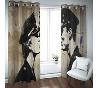 CHERHERART Blackout Curtains 2 Panels Black White Kissing Graffiti Street Art Printed Darkening Grommet Drapes for Living Room Bedroom Window 2xW52xL54
