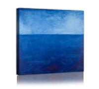 CHERHERART Blue Ocean Color Blocks Canvas Wall Art Abstract Serenity Pictures Artwork Prints for Living Room Bedroom Office Mural Decor 55x55cm Innerframe