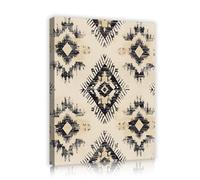 CHERHERART Boho Geometric Pattern Canvas Wall Art Picture Black Beige Tribal Canvas Painting Print for Living Room Bedroom Office Study Decor 30x40cm