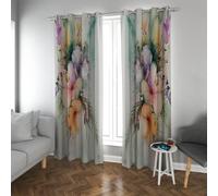CHERHERART Boho Watercolour Floral Blackout Curtains for Bedroom Dining Room Tropical Botanical Flowers Grommet Top Darkening Drapes 2 Panels 2xW100xL84