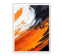 CHERHERART Canvas Wall Art Abstract Orange Black White Picture Prints Bold Brush Strokes Minimalist Art Canvas Painting Poster for Office 70x100cm Frameless