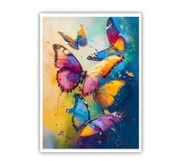 CHERHERART Canvas Wall Art Colourful Butterfly Abstract Canvas Painting Prints Boho Modern Rainbow Poster Wall Decor for Living Room Bedroom 35x55cm Frameless