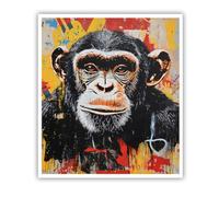 CHERHERART Canvas Wall Art Gorilla Face Canvas Picture Vibrant Urban Street Art Print Graffiti Wall Decor for Living Room Bedroom Home Office 40x55cm Frameless