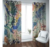 CHERHERART Colorful Abstract Blackout Curtains Modern Rustic Blue Green Red Yellow Window Drapes for Dining Room Living Room 2 Panels Set 2xW38xL48