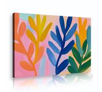 CHERHERART Colorful Leaf Abstract Canvas Wall Art Painting Vibrant Botanical Canvas Print Pictures Artwork for Living Room Bedroom Decor 55x85cm Innerframe
