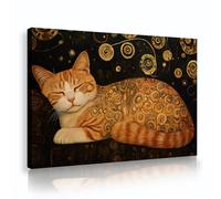 CHERHERART Dreamy Cat Pattern Canvas Wall Art Sleeping Pet Abstract Swirl Canvas Posters Artwork Prints for Bedroom Living Room Home Decor 30x45cm Innerframe