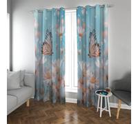 CHERHERART Dreamy White Daisy Blackout Curtains for Bedroom Home Dining Room 2 Panels Butterfly and Flower Pattern Grommet Darkening Drapes 2xW52xL54