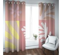 CHERHERART Flower Modern Abstract Pattern Blackout Curtains Soft Pink Yellow Leaf Window Drapes for Bedroom Living Room Grommet Top 2 Panels 2xW46xL72