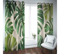 CHERHERART Green Jungle Plant Blackout Curtains 2 Panels Set Tropical Monstera Leaf Grommet Window Darkening Drapes for Living Room Bedroom 2xW52xL84