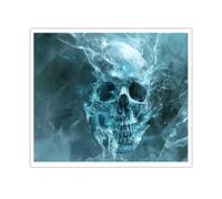 CHERHERART Ice Blue Crystal Skull Canvas Poster Dark Mystical Surreal Skeleton Canvas Wall Art for Man Cave Study Gothic Halloween Picture Prints 60x80cm Frameless