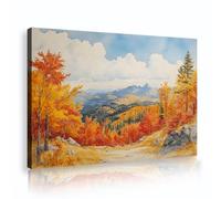 CHERHERART Japanese Landscape Watercolor Painting Prints Artwork Oriental Autumn Maple Forest Canvas Wall Art for Living Office Decor 80x130cm Innerframe