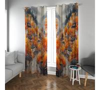 CHERHERART Japanese Style Curtains Blackout 2 Panels Set Vintage Leaf Autumn Mountain Village Window Darkening Drapes for Living Room Bedroom 2xW52xL72