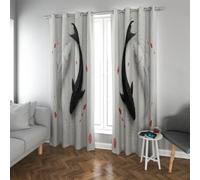 CHERHERART Japanese Style Window Curtains Vintage Black and White Yin-Yang Koi Fish Decor for Office Living Room Grommet Window Drapes 2 Panel Set 2xW52xL96