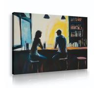 CHERHERART Modern Relaxation Scene Canvas Wall Art Urban Social Picture Prints Abstract Artistic Poster Painting for Living Home Dining 70x100cm Innerframe