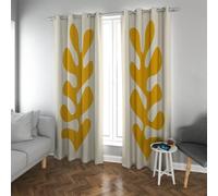 CHERHERART Modern Yellow Leaf Pattern Blackout Curtains Abstract Leaves Grommet Window Drapes for Living Room Study Grommet Top 2 Panels 2xW52xL72