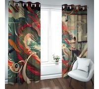 CHERHERART Oriental Dragon Blackout Curtains Luxurious Mythical Dragon Window Drapes for Living Room Dining Room Study Grommet Top 2 Panels 2xW90xL90