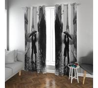 CHERHERART Paris Romance Blackout Curtains Elegant Eiffel Tower Kissing Couple Rain Pattern Grommet Window Curtains for Living Room 2 Panels 2xW52xL90