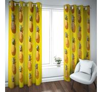 CHERHERART Pineapple Print Blackout Curtains Yellow Fruit Pattern for Modern Kitchen Playroom Dining Room Window Drapes Grommet Top 2 Panels 2xW52xL84