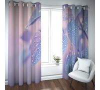 CHERHERART Purple Blue Gradient Leaves Blackout Curtains Dreamy Waterdrop Floral Pattern Grommet Window Drapes for Bedroom Coffee 2 Panels 2xW52xL90